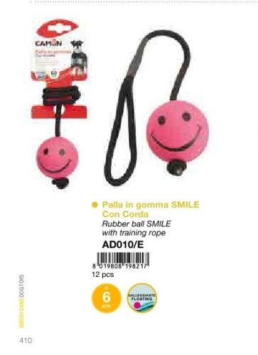 AD010/E Zsinóros vízen lebegő játéklabda Smile átmérő 60 mm