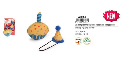 AH056 Sípoló poliészter cupcake kutyajáték 16 cm