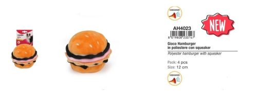 AH4023 Poliészter hamburger sípolós 12 cm