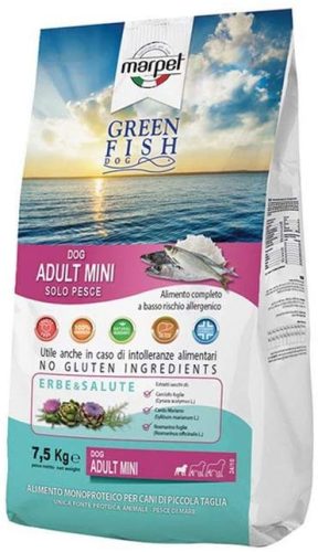 CA20/075 GREENFISH ADULT DOG MINI 7,5kg GREENFISH Monoproteines Diétás teljes értékű táp táplálék intolerancia csökkentésére