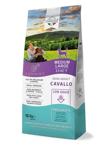 CB035/120 AEQUILIBRIAVET DOG MEDIUM CAVALLO -ló 12kg Monoproteines Diétás teljes értékű táp táplálék intolerancia csökkentésére. Fehérjeforrás - lóhús.